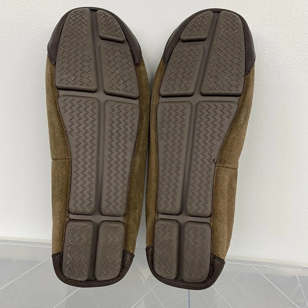 Goodyear‎ Slippers Shoes Mens Size 10 Brown Suede Moccasin Faux Fur Lined Indoor
